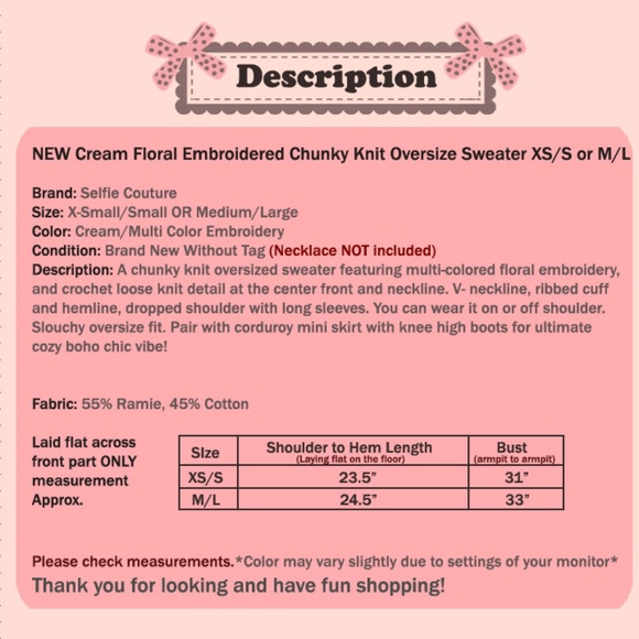 Cream Floral Embroidered Oversize Slouchy Sweater - Picture 8 of 8